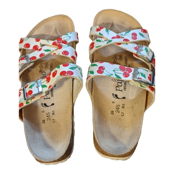 🍒Papillio 'Nepal' by BIRKENSTOCK Red & White Cherry Print Size 7-7.5N EU 38 - Picture 1 of 14